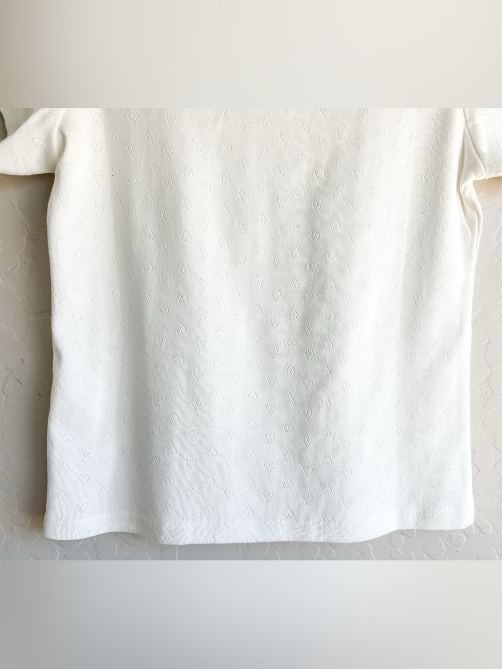 Parke White Short-Sleeve Heart Pointelle Knit Tee Women’s - Size Small - Picture 9 of 9